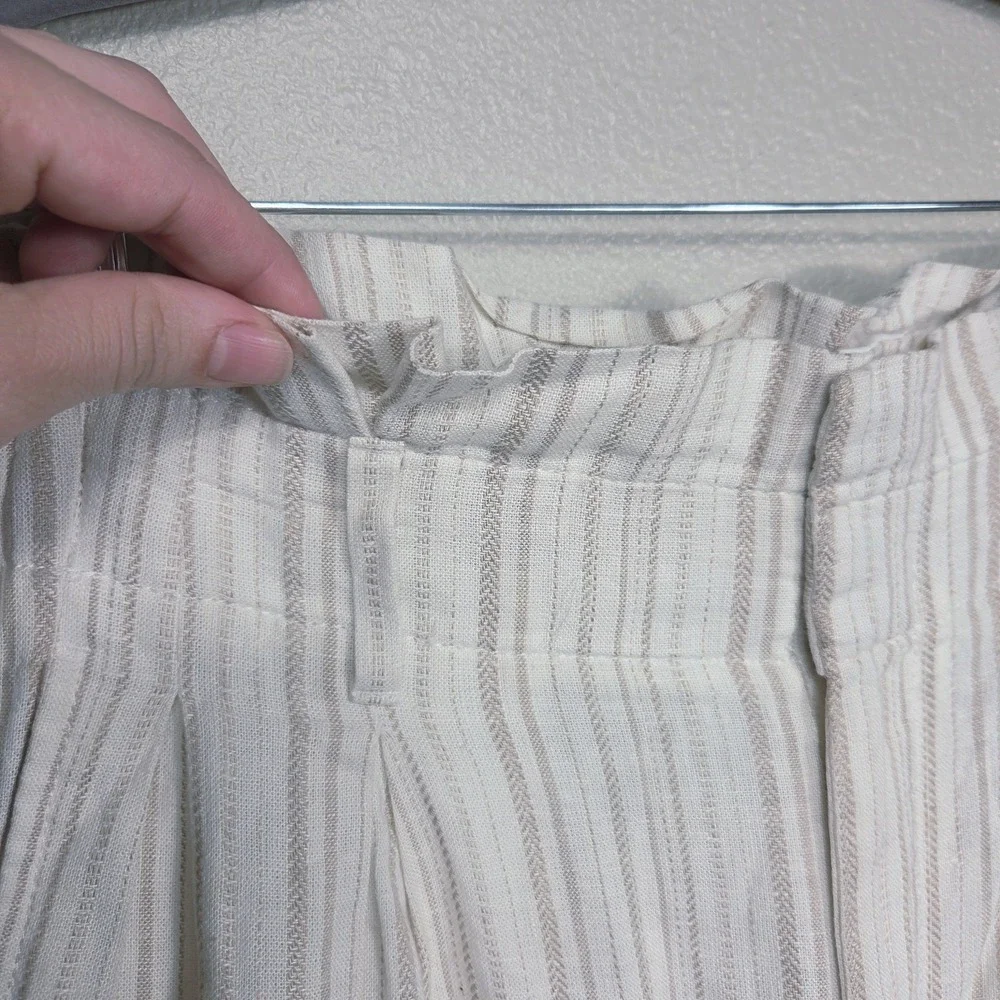 Banana Republic Factory Striped Wide Leg Pants Size 4 Linen Blend Neutral